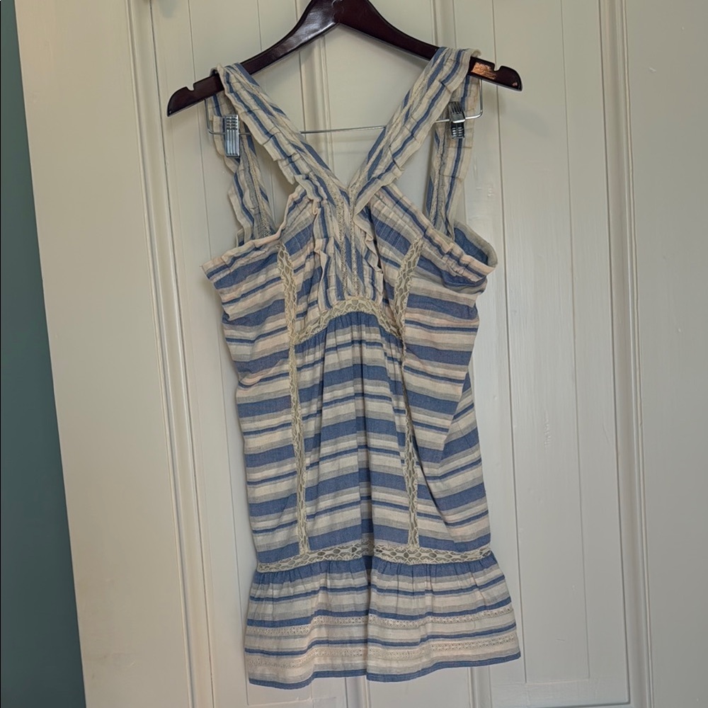 Striped Blue and Cream Sleeveless Top